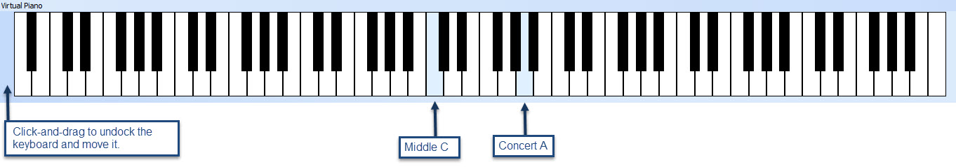 Editing the Music Notation > Adding Notes > Adding Notes with the Mouse >  Adding Notes with the Virtual Piano Keyboard